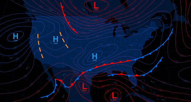 wettervorhersage karte - meteorology stock-grafiken, -clipart, -cartoons und -symbole