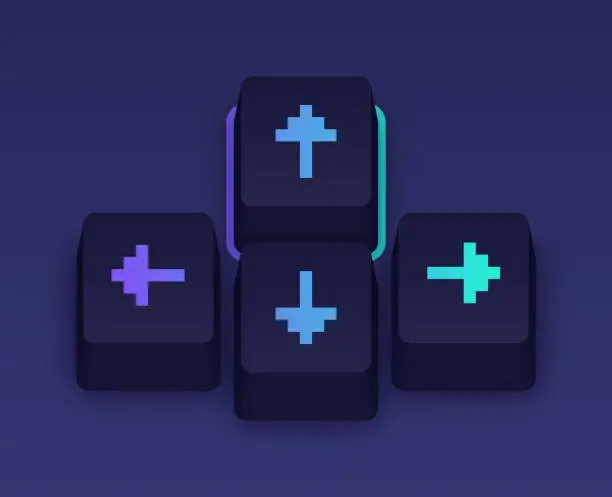 Vector illustration of Gaming Arrow Keyboard Keycaps