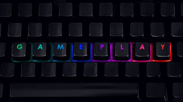istock Gameplay - Written on RGB backlit keyboard, closeup 1315197246