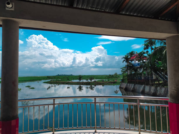 istock Cloudy blue sky and river view from a balcony of a resort 1315198826