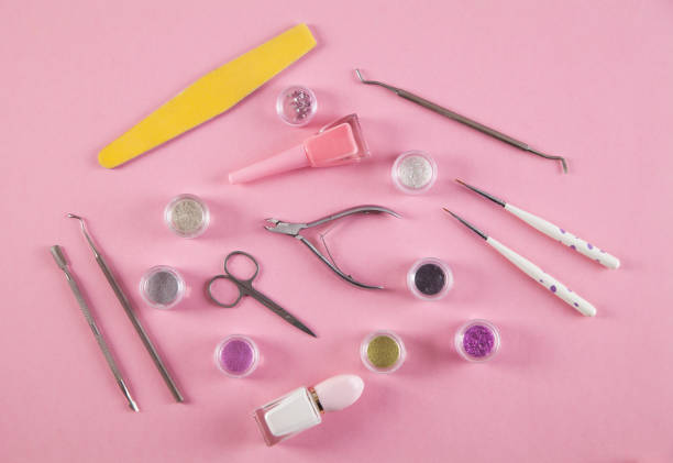 istock Manicure accessories on an isolated pink background. 1315202158
