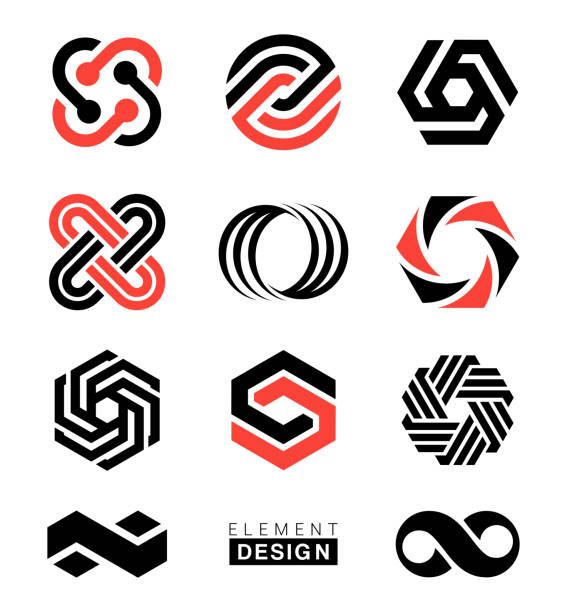 projekt elementów logo - black sign holding vertical stock illustrations