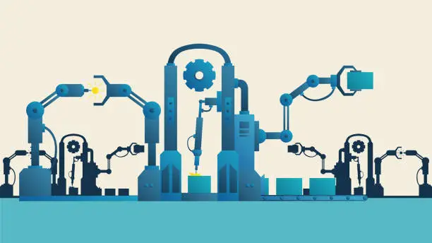 Vector illustration of Smart industry and innovative manufacturing s
