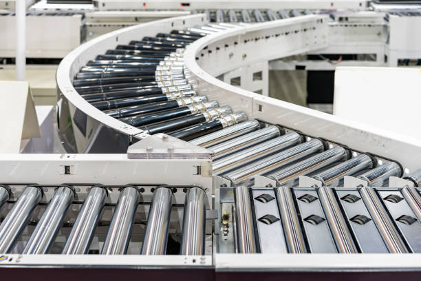 istock roller conveyor of automatic production line of manufacturing process for transportation material goods or product etc. in industrial 1315218204