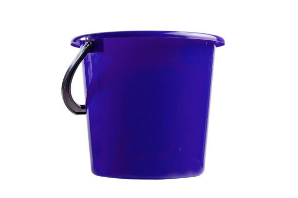 istock Blue plastic bucket on white isolated, closeup. 1315219433