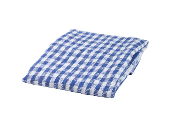 istock Cloth napkin for setting the holiday or festive table, blue cage on white isolated. 1315219531