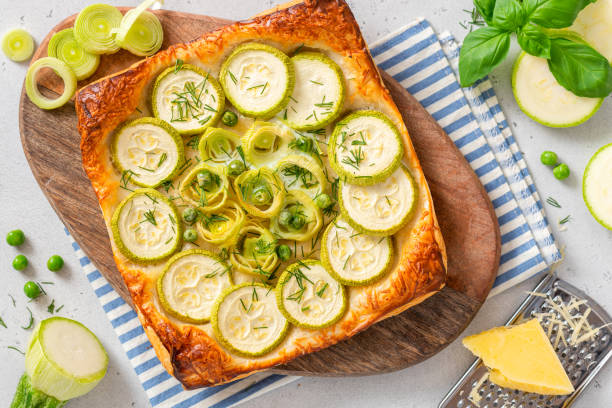 istock Pie with zucchini, leek and peas 1315220150