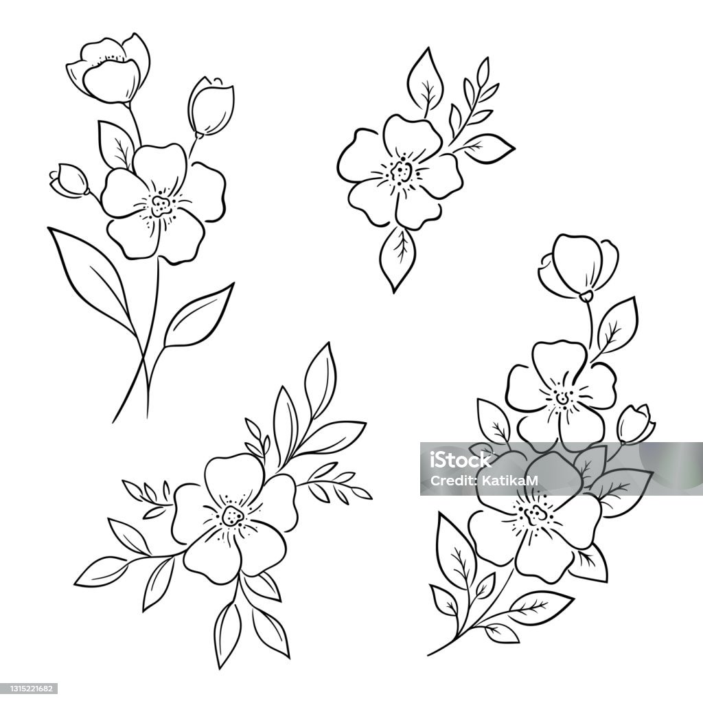 Minimalistic Floral Decorative Elements For The Design Of ...