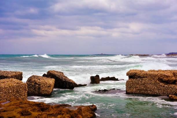 the rough sea at marzamemi Sicily Italy
