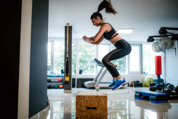 istock Sportswoman doing box squat 1315222060