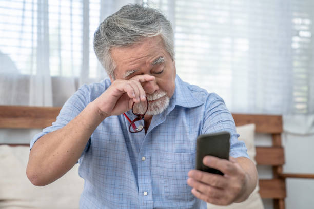 istock Asian elderly man who has eye pain and poor vision, Long sighted, Glaucoma. 1315222934