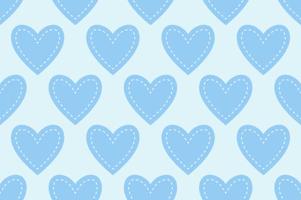 cute seamless pattern with hearts. vector cute seamless pattern with hearts. vector illustration. blue background, texture. hhh stock illustrations