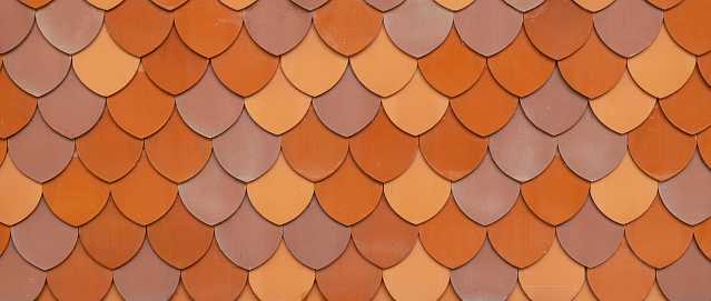 Clay roof tile cute and beautiful texture pattern wide for background banner