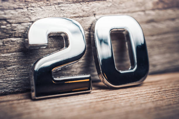 istock Chrome Number 20 Leaning On A Wooden Wall 1315225830
