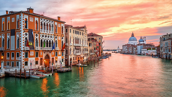 Dramatic sunrise on Canal Grande in Venice, Italy