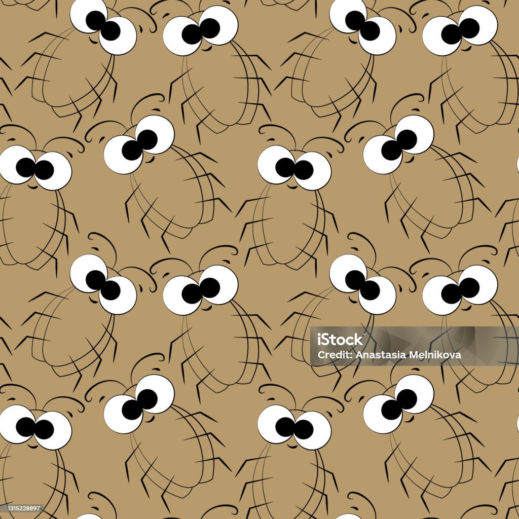 Cockroach Designs Border Seamless Vector Pattern With Outline Cute Brown Cockroach Stock ...