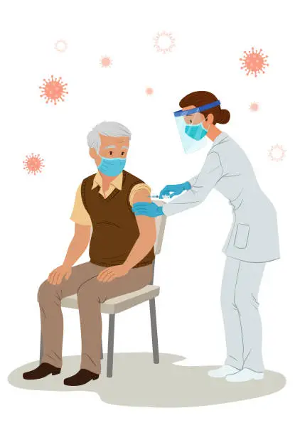 Vector illustration of Vaccination in the elderly