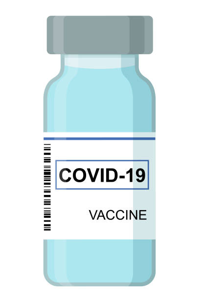 Hope of cure Coronavirus vaccine vial icon. vacina stock illustrations