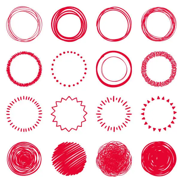 Vector illustration of Hand drawn circles