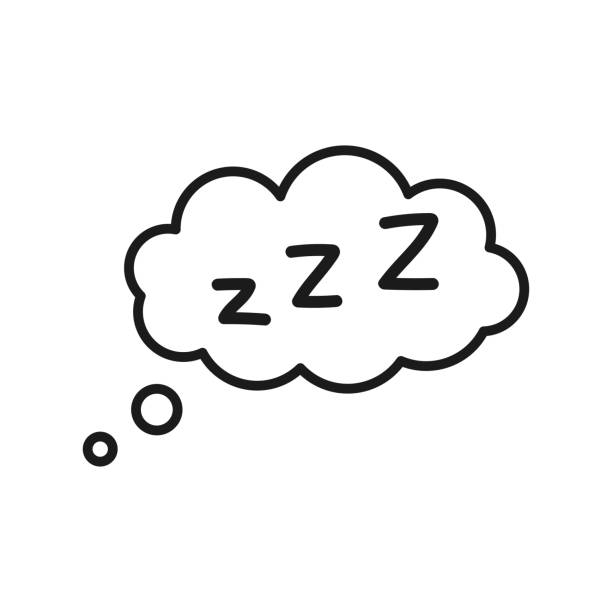 ilustraciones, imágenes clip art, dibujos animados e iconos de stock de onda de sueño zzz dibujada a mano en nubes aisladas sobre fondo blanco. ilustración vectorial - sleeping