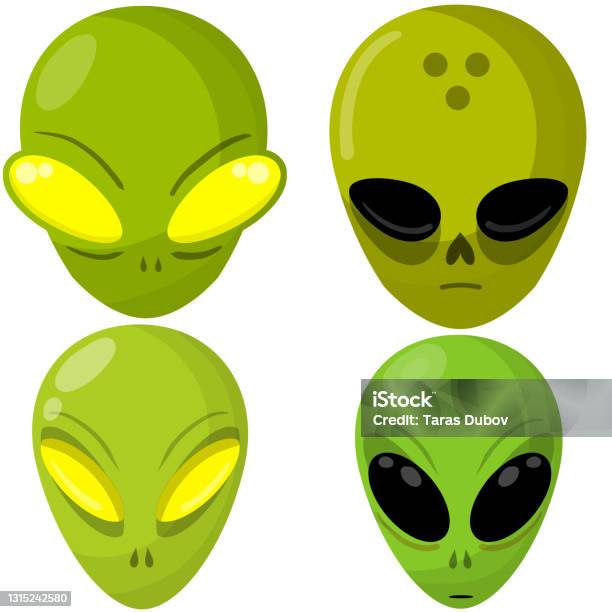 Alien Extraterrestrial Monster With Green Head And Big Eyes Stock ...