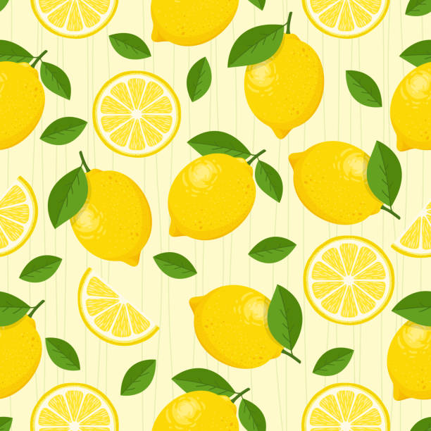 illustrazioni stock, clip art, cartoni animati e icone di tendenza di modello senza cuciture vettoriale al limone. - lemon