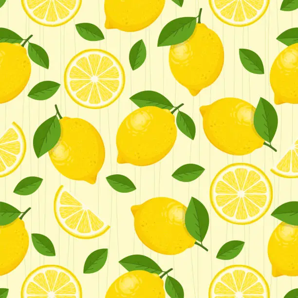 Vector illustration of Lemon vector seamless pattern.