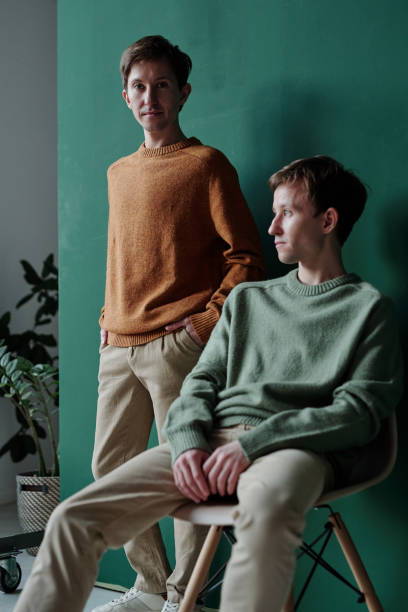 istock Handsome tweens posing in stylish sweaters 1315247927