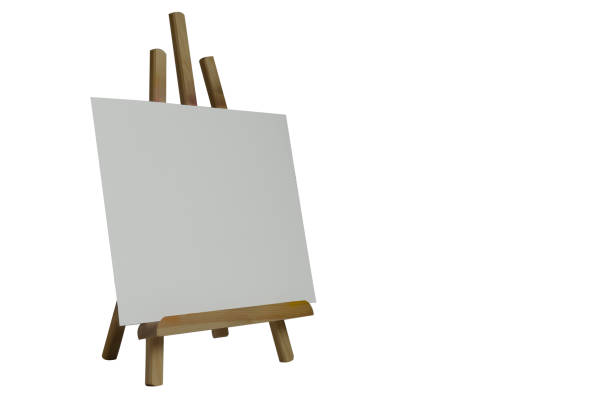 istock Desktop wooden easel and blank canvas on white background.Isolated objects. The template for the inscription. 1315251607