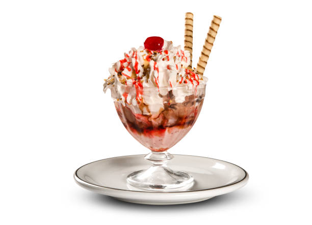 istock Ice cream with strawberries cream and chantilly 1315256993