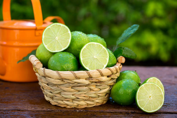 istock Sweet fresh lemon in natural light on old wood 1315259207