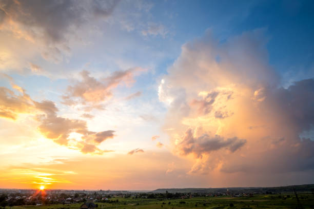 Sunset in Lleidas field, during summer, a cloudy day