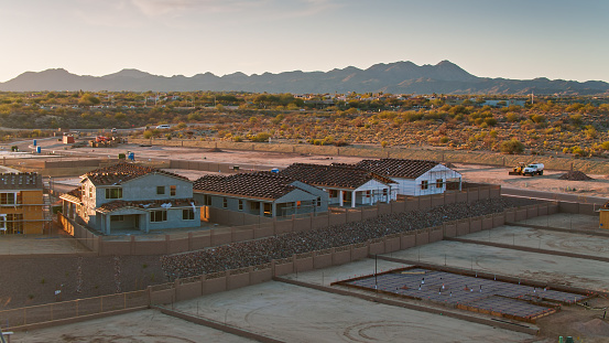 Oro Valley tract housing under construction below the Santa Catalina Mountains, in Arizona.