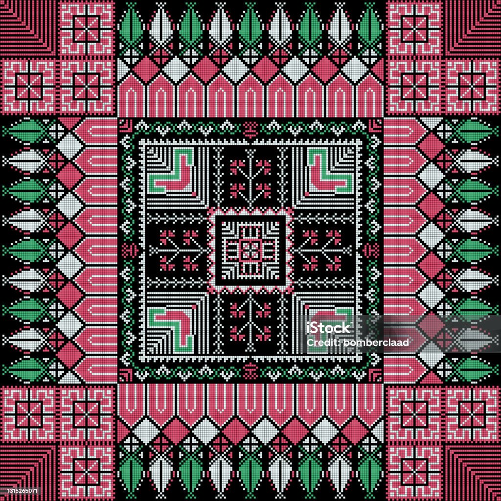 Palestinian Famous Pattern Traditional Palestinian Embroidery Pattern 21 Stock Illustration ...