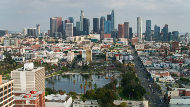 istock MacArthur Park and Downtown Los Angeles Skyline - Aerial 1315273896
