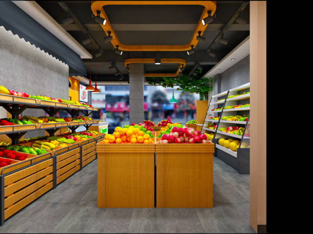 3d render fruits and vegetables green grocery