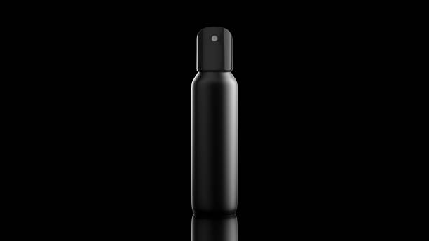 istock Black Blank Spray Bottle on Black Background. 3D rendering illustration 1315284204