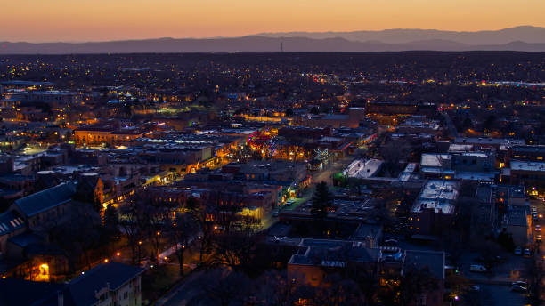 istock Illuminated Downtown Santa Fe - Aerial 1315286466