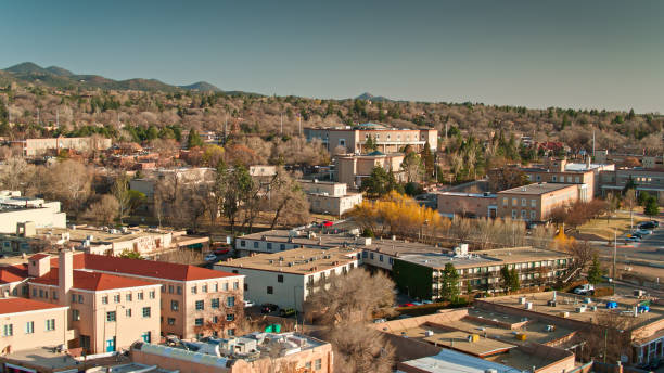 istock Downtown Santa Fe With Capitol Building - Aerial 1315286510