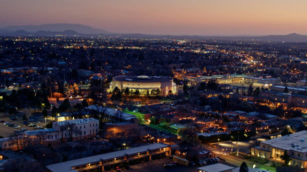 istock Santa Fe State Capitol At Night - Aerial 1315286517