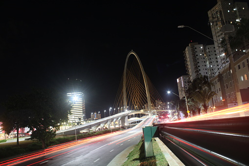 a long exposure photo of arch of innovation, a strayed bridge in sao jose dos campos, brazil
