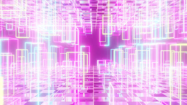 istock Abstract Cyber Cubic Style Glow Neon 1315291307