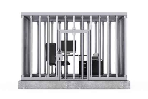 istock Office Business Working Place in Silver Cage. 3d Rendering 1315293846