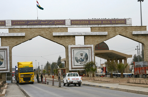Zakho-Iraq - February 24, 2008 : Iraqi soldiers at Zakho border gate between Turkey and Iraq on February 24,2008,in Zakho,Iraq.
