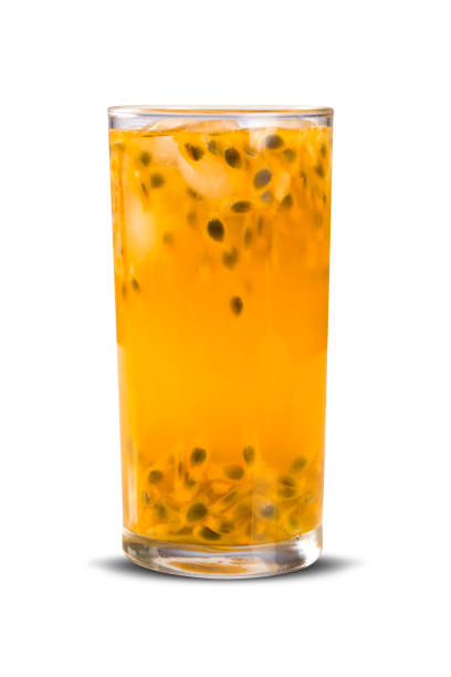 istock Fresh drink made with passion fruit Caipirinha on white background 1315294434
