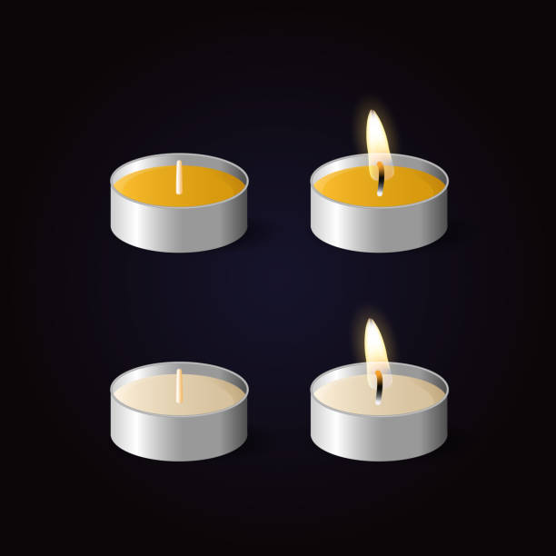 istock Set of tea candles with realistic flames 1315300682