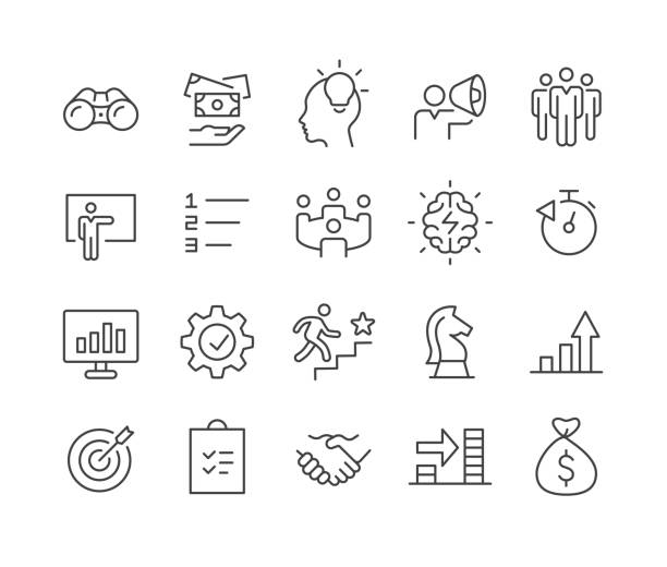 illustrations, cliparts, dessins animés et icônes de icônes workflow - classic line series - faire-fonctionner