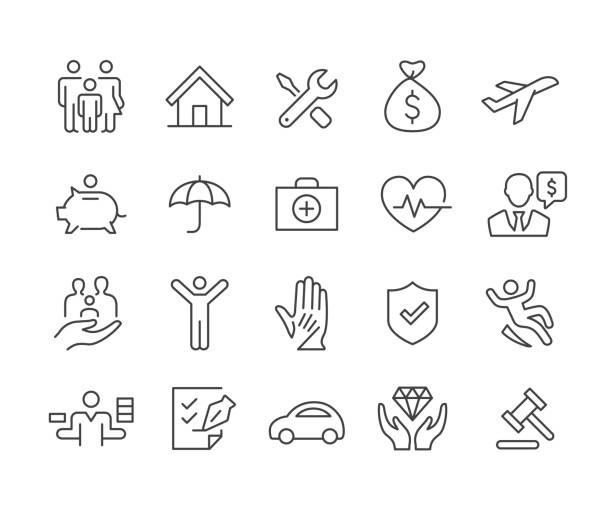 Insurance Icons - Classic Line Series Editable Stroke - Insurance Icons - Line Icons life insurance stock illustrations