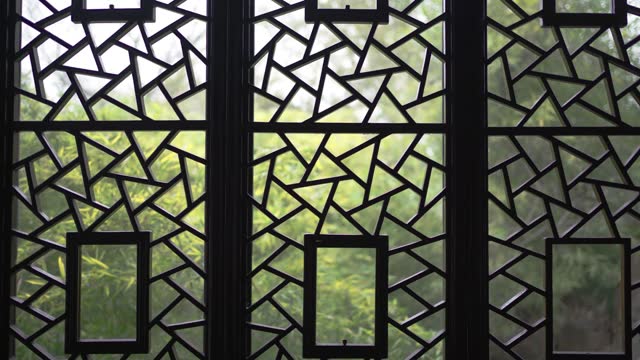 Window lattice of Chinese classical garden,Suzhou,China.