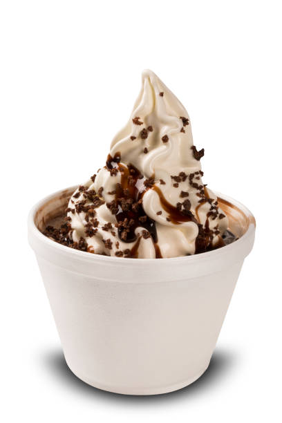 istock Ice cream with chocolate syrup. White background 1315305088